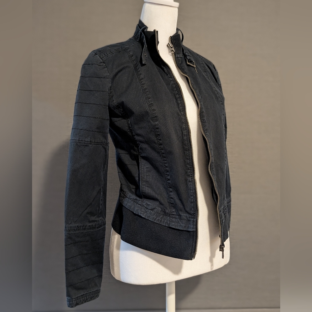 Armani Exchange Moto Jacket Black Twill Bomber Size M (XS)
